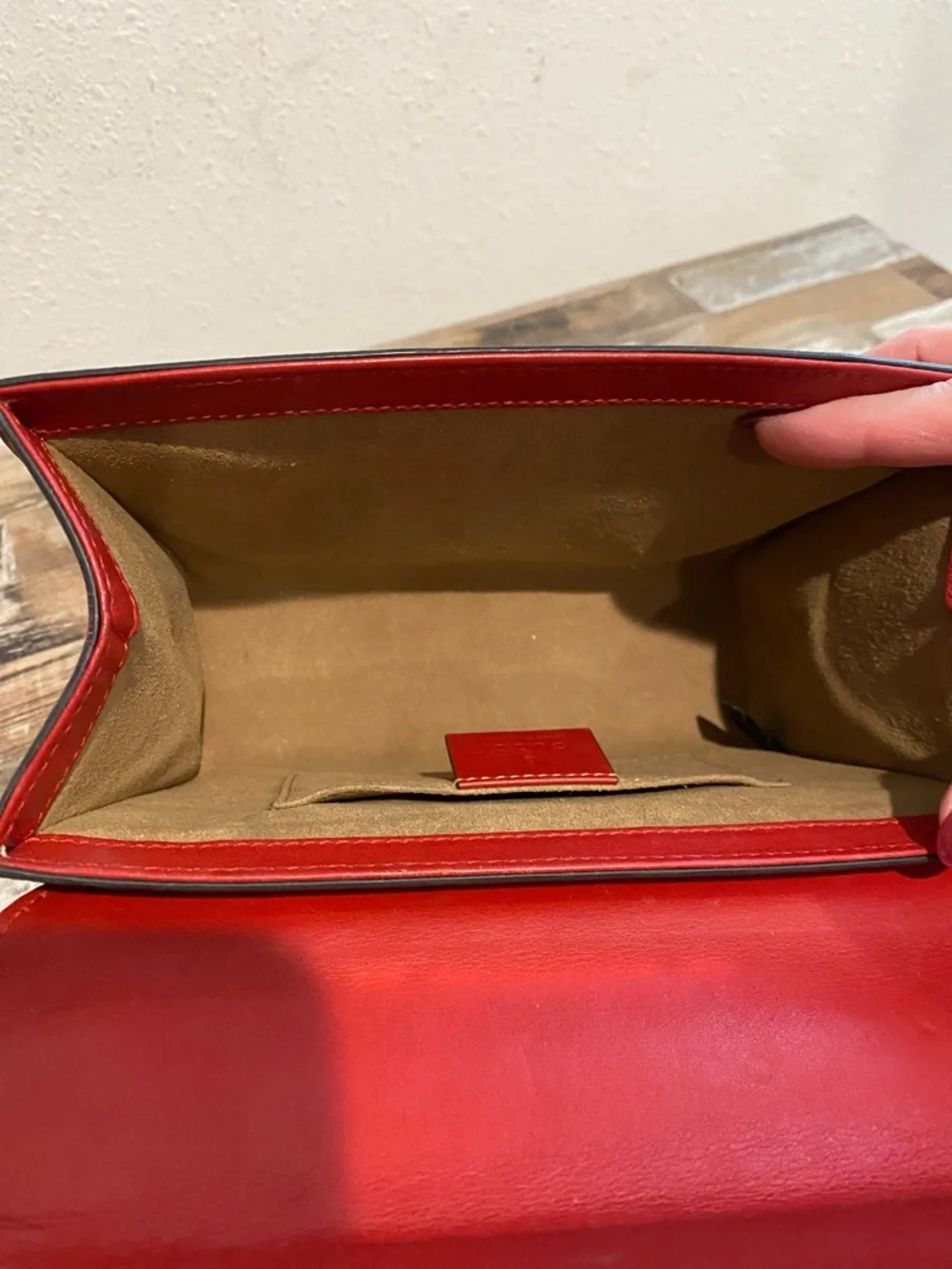 Gucci Red Leather Top Flap GG Canvas Chain Shoulder Bag - Picture 16 of 16